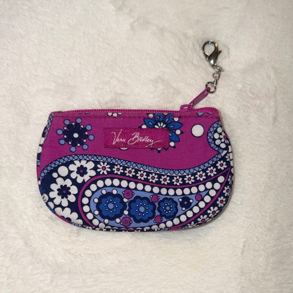 Vera Bradley Zip ID Case Very Berry Paisley pattern NWOT